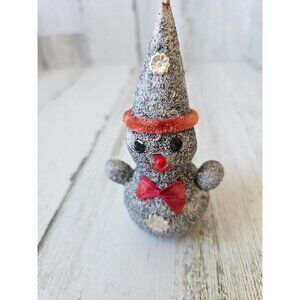Frankel 1957 snowman glitter flocked felt Xmas decor hat